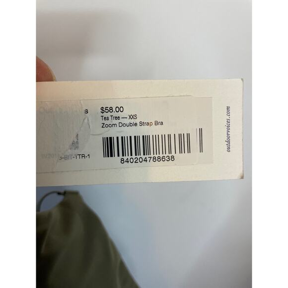 Outdoor Voices Women's Size XXS Zoom Double Strap Sports Bra Tea Tree Green NWT - Picture 7 of 10